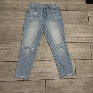 No Boundaries Light Blue Distressed Straight Leg Jeans